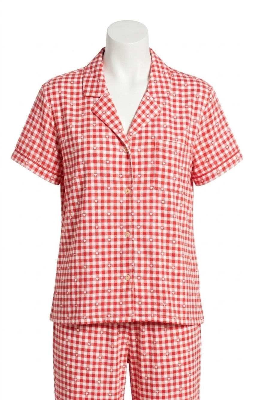 NEW Z SUPPLY gingham pajama top in kiss me red